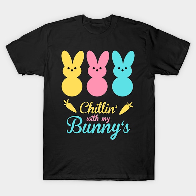 Chillin With My Bunny's Easter Bunny Funny Easter T-Shirt by Schwarzweiss